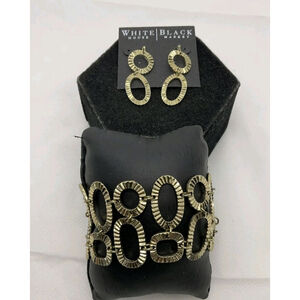 White House Black Market Goldtone Geometric Bracelet & Earrings Set | NWT